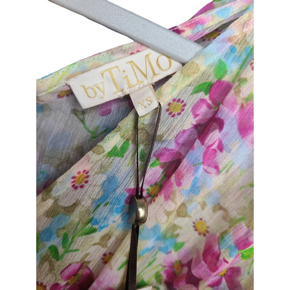 byTiMo FLORAL SMOCKED CHIFFON DRESS IN SUMMER FLOWERS Size XS NWT - Picture 5 of 8